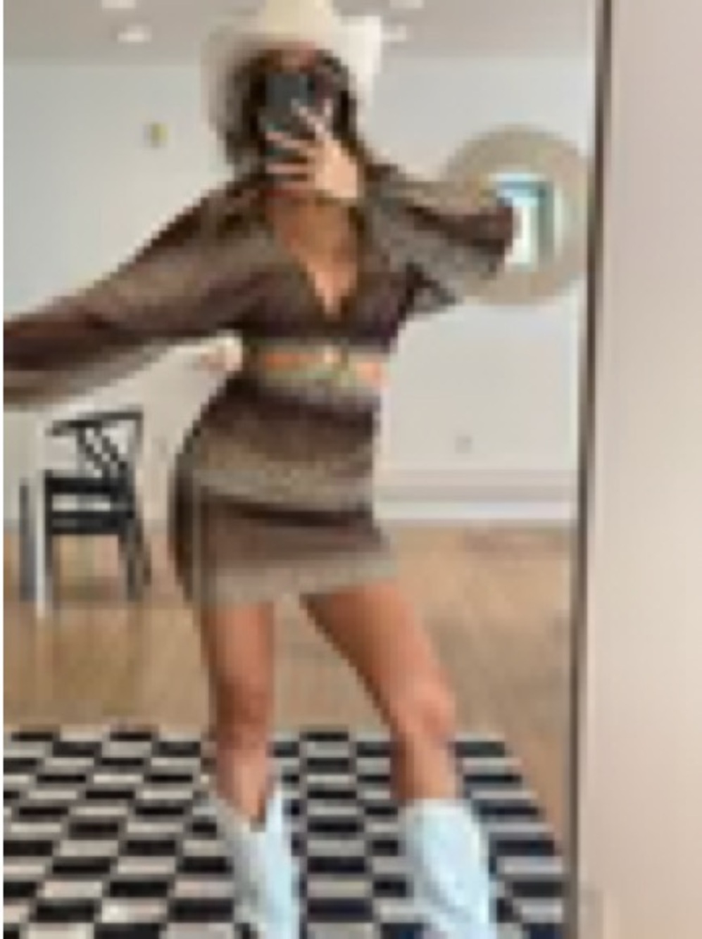 12th Tribe FREE-BIRD BROWN LONG SLEEVE MINI DRESS NWT
